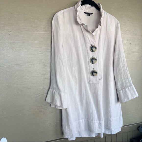 John Mark Rayon Large Button Tunic Small - Picture 2 of 9